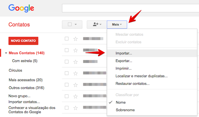 Importando contatos para o Gmail (Foto: Reprodução/Helito Bijora) Importando contatos para o Gmail (Foto: Reprodução/Helito Bijora)