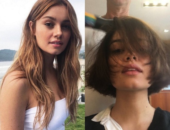 Os cabelos da atriz antes (esquerda) e o depois do novo visual que, segundo ela, é ideal para o verão (Foto: Reprodução Instagram) Os cabelos da atriz antes (esquerda) e o depois do novo visual que, segundo ela, é ideal para o verão (Foto: Reprodução Instagram)