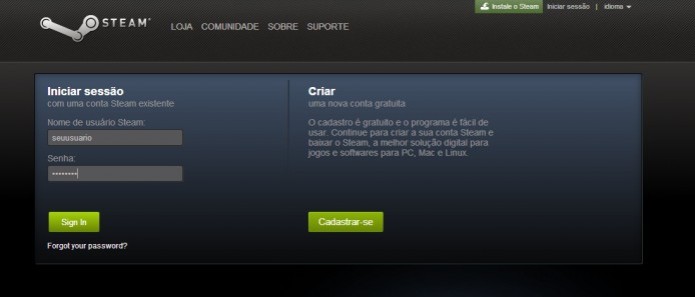 Steam: Realize o login em sua conta antes de tudo (Foto: Reprodução/Paulo Vasconcellos) Steam: Realize o login em sua conta antes de tudo (Foto: Reprodução/Paulo Vasconcellos)