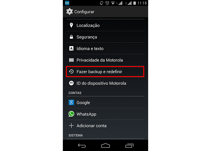 Acesse a opção de redefinição no menu (Foto: Reprodução/Paulo Alves)