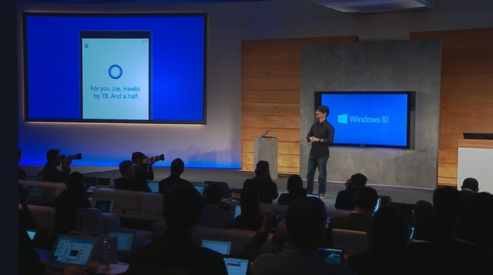 Windows 10/ Cortana "prevendo" o vencedor do SuperBowl (Foto: Reprodução)