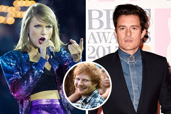 Taylor Swift, Orlando Bloom e Ed Sheeran (Foto: Getty Images)