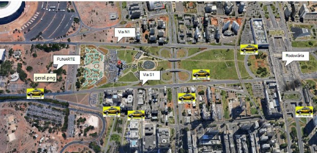 Mapa do Detran explicando as alterações no trânsito durante as manifestações (Foto: Detran-DF/ Divulgação)