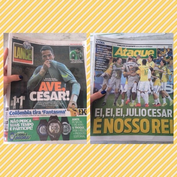 Susana Werner mostra capas de jornais cariocas com Julio César em destaque (Foto: Instagram)