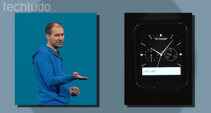 O LG G Watch, com o projeto do Android L (Foto: Reprodução / Google) O LG G Watch, com o projeto do Android L (Foto: Reprodução / Google)