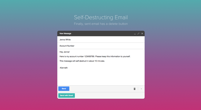 Dmail destrói e-mails já enviados no Gmail, por mais tempo que o recurso nativo do Google (Foto: Reprodução/Dmail)