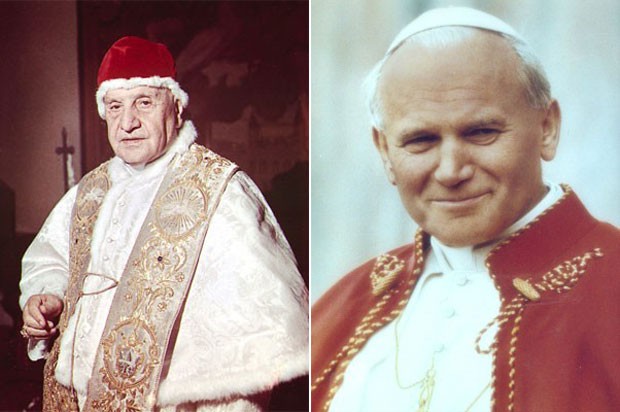 Papas João XXIII e João Paulo II serão canonizados neste domingo (27) durante cerimônia no Vaticano (Foto: Luigi Felici/AP e Divulgação)