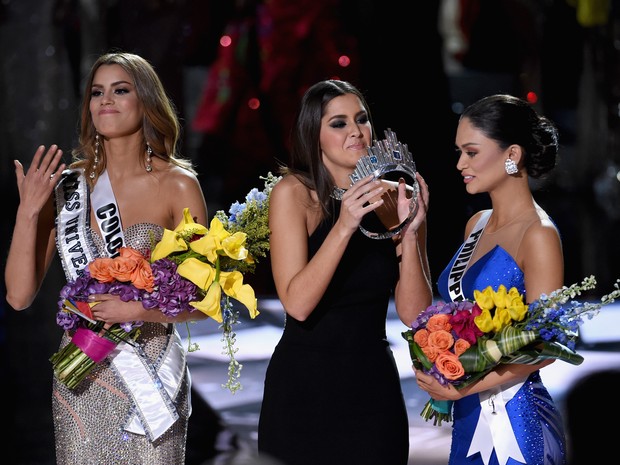 Ariadna Gutiérrez, Paulina Veja e Pia Alonzo Wurtzbach no Miss Universo em Las Vegas, nos Estados Unidos (Foto: Ethan Miller/ Getty Images/ AFP)