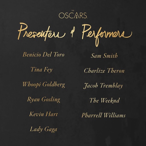 Lista com apresentadores e shows do Oscar (Foto: Instagram / Reprodução)