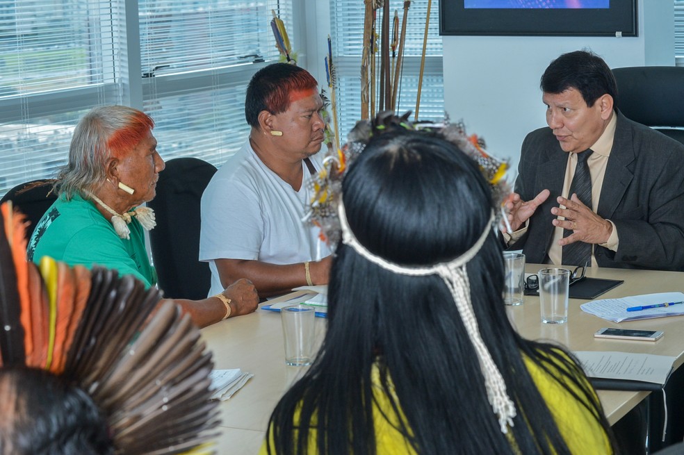 Franklimberg de Freitas recebe povos indígenas do Cerrado em audiência quando ainda era diretor da Funai  (Foto: Mário Vilela/Funai)