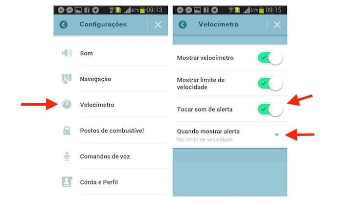 Ativando o alerta para limite de velocidade no Waze para Android (Foto: Reprodução/Marvin Costa)