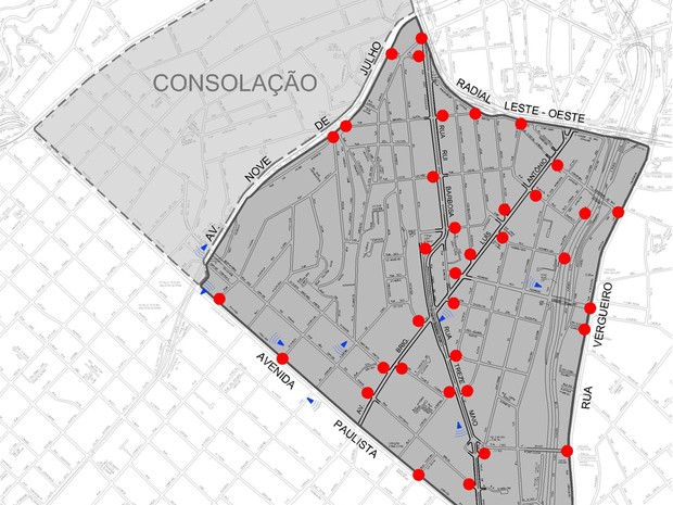 A velocidade máxima foi reduzida para 40 km/h na Bela Vista nesta segunda-feira (4) para melhorar segurança de ciclistas e pedestres (Foto: Divulgação/CET)