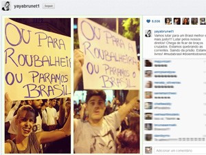 Yasmin Brunet participou de manifestação no Rio (Foto: Reprodução/Instagram)