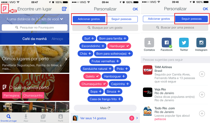 Adicione preferências ao Foursquare (Foto: Reprodução/Aline Jesus)