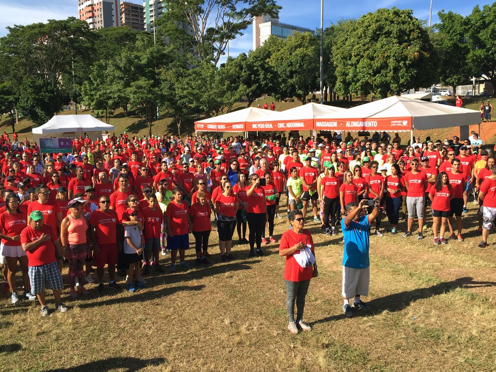 Caminhada pela Vida foi realizado na manhã deste domingo (2), no Parque do Povo (Foto: Stephanie Fonseca/G1)