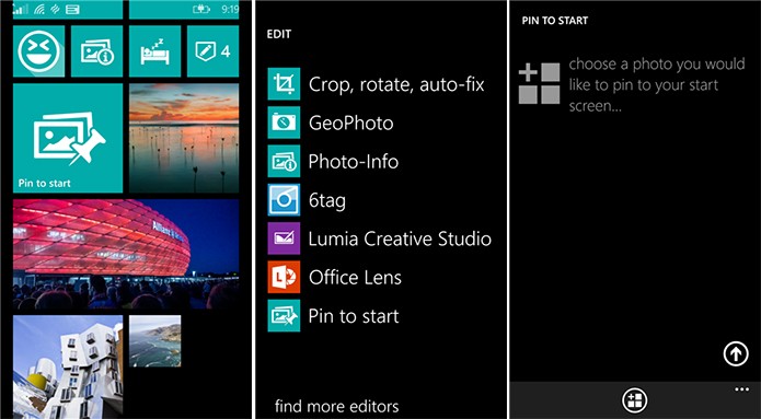 Pin to Start oferece a opção de fixar fotos na tela inicial do Windows Phone (Foto: Divulgação/Windows Phone Store)