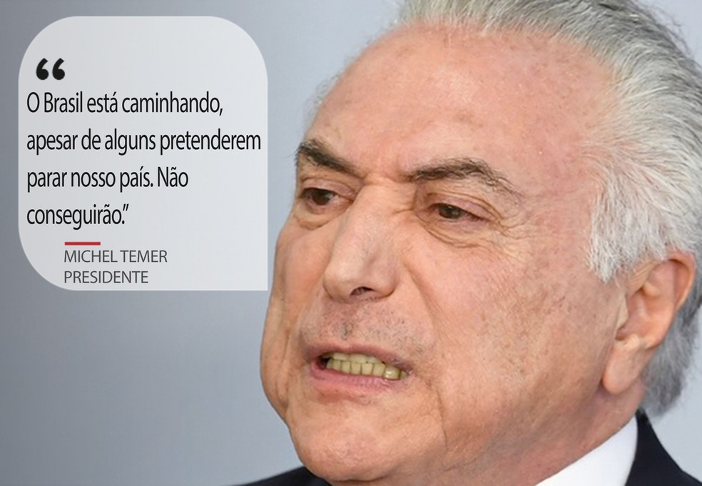 O presidente Michel Temer sobre 'alguns' quererem parar o país (Foto: Evaristo Sa/AFP)