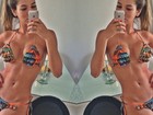 Adriana Sant'anna posta foto de biquíni e exibe barriga chapada
