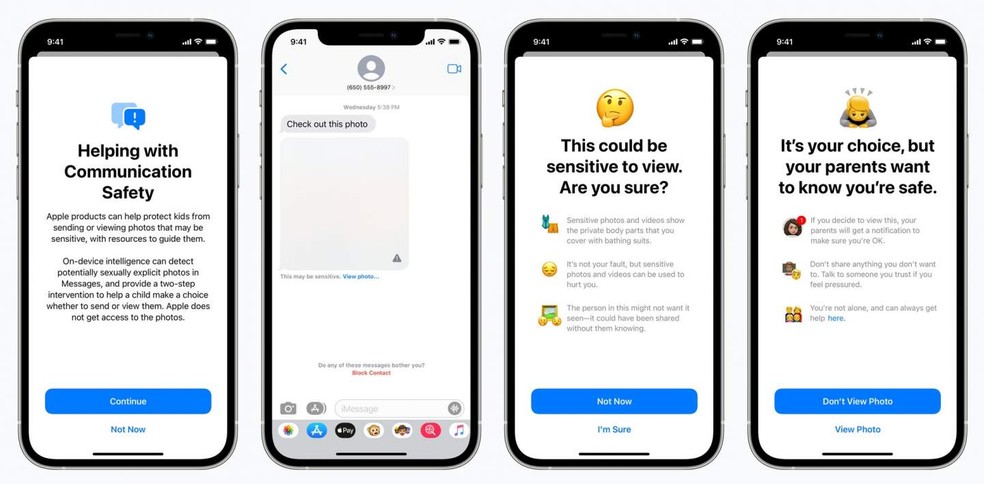 O anúncio das novas funcionalidades de segurança infantil da Apple vieram acompanhadas de críticas — Foto: Divulgação/Apple