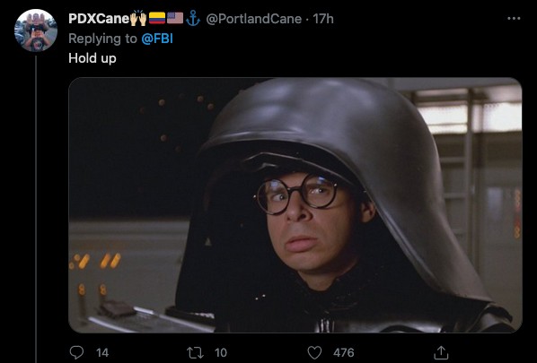 Um tuíte comparando o invasor do Capitólio com o ator Rick Moranis em cena de S.O.S. - Tem um Louco Solto no Espaço (1987) (Foto: Reprodução)