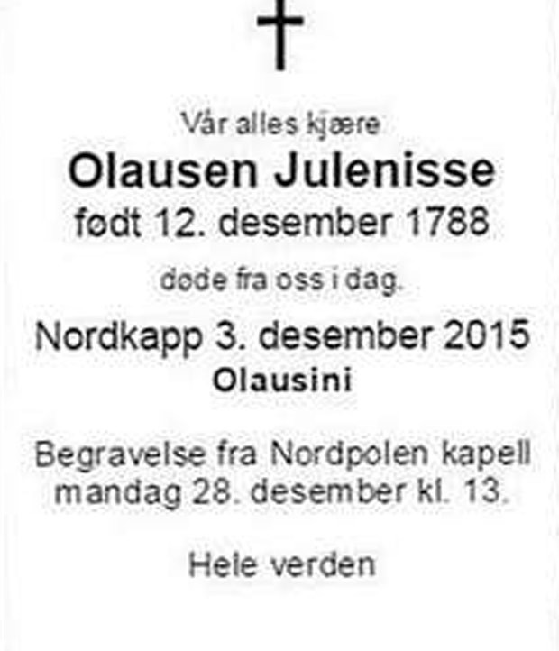 Jornal norueguês se desculpou ao dizer que Papai Noel morreu aos 227 anos (Foto: Reprodução)