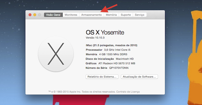 Acessando o menu de armazenamento do Mac OS X (Foto: Reprodu??o/Marvin Costa)