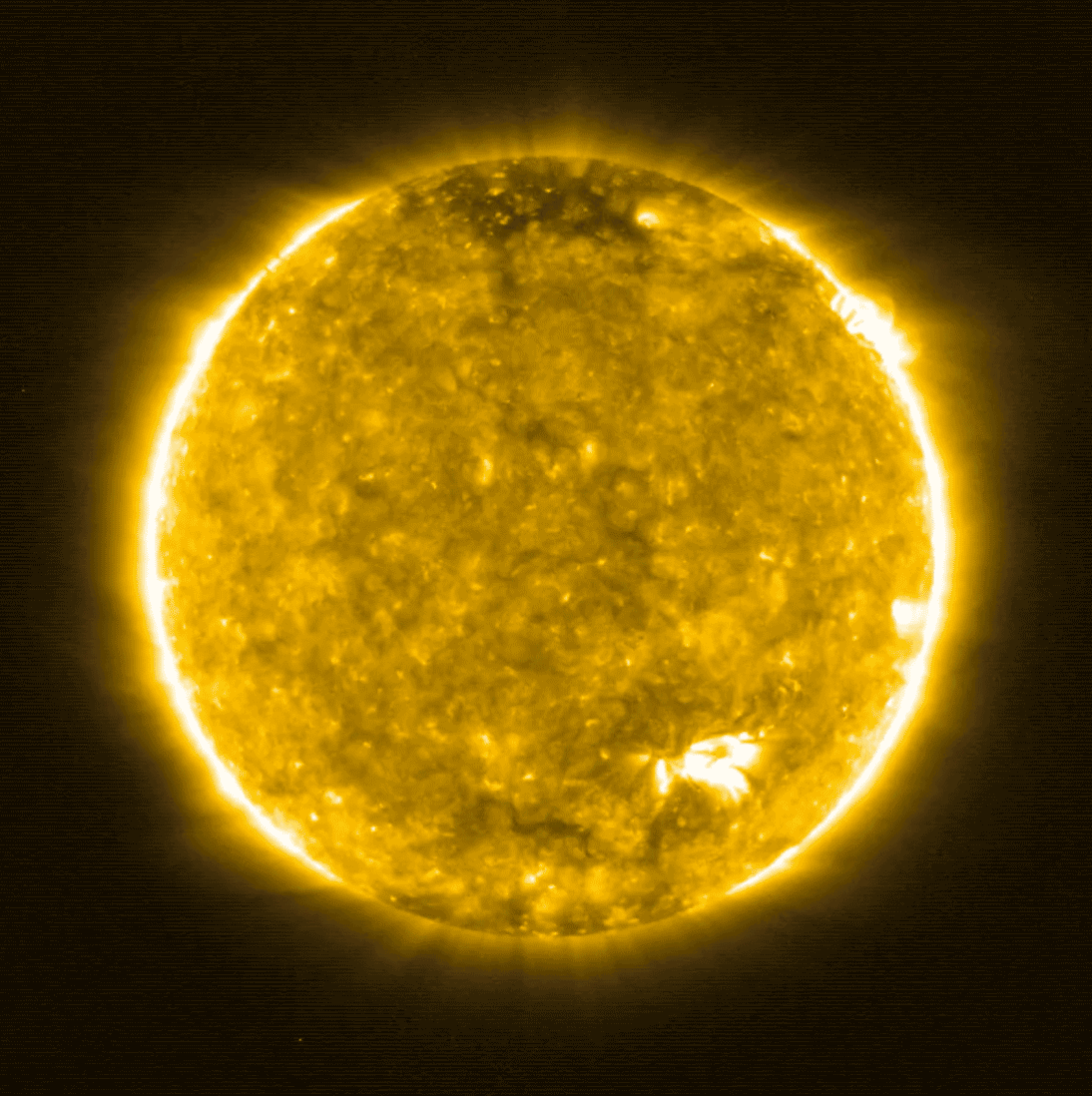 Imagens capturadas pela sonda Solar Orbiter, a 77 milhões de quilômetros do Sol (Foto: Reprodução/Nasa)