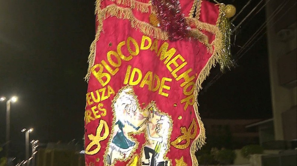 Estandarte do Bloco da Melhor Idade, em 2019, em João Pessoa — Foto: Reprodução/TV Cabo Branco