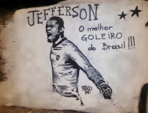 Jefferson muro ídolos Botafogo (Foto: Divulgação)