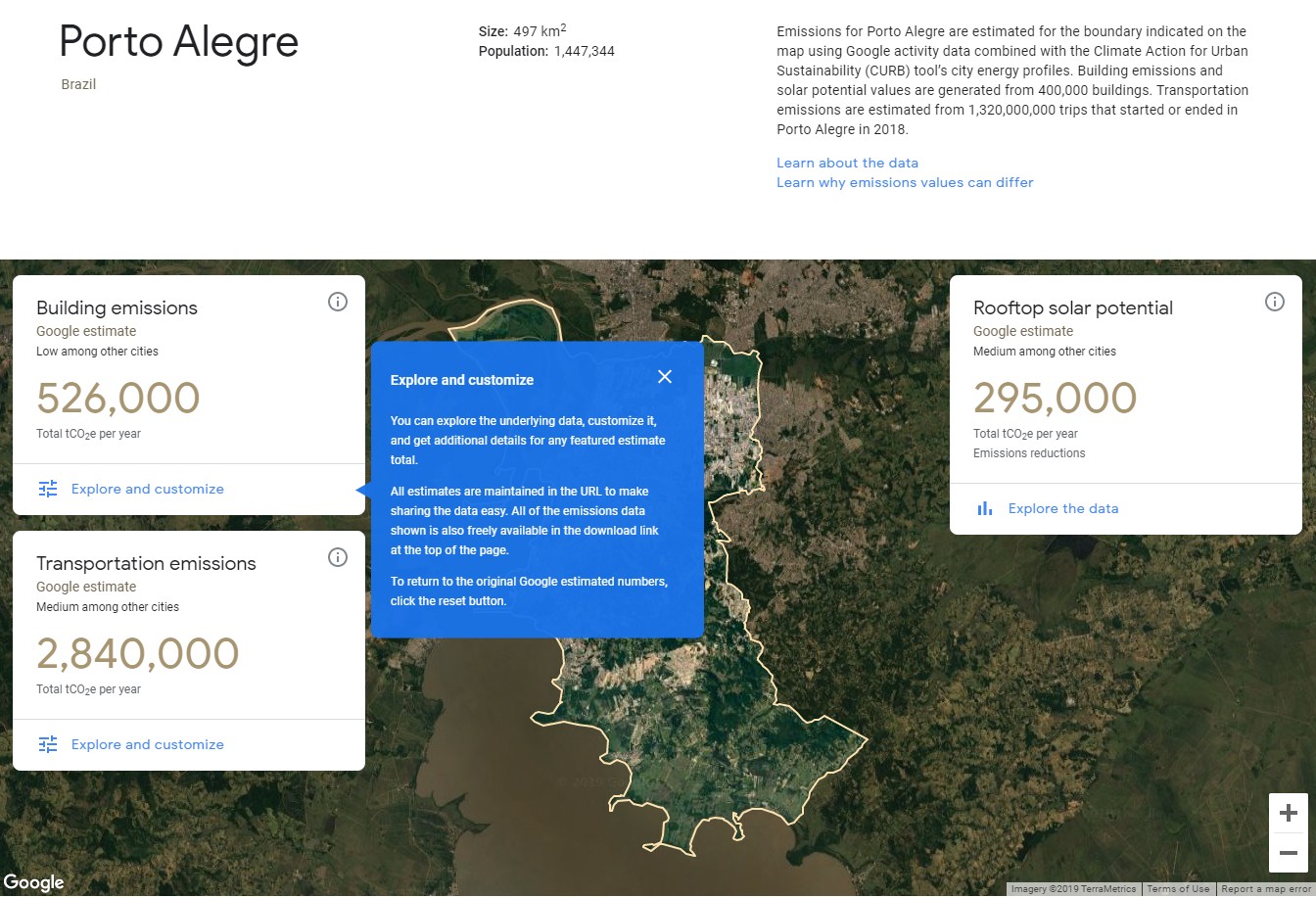 Dados de Porto Alegre da Plataforma do Google (Foto: Google)