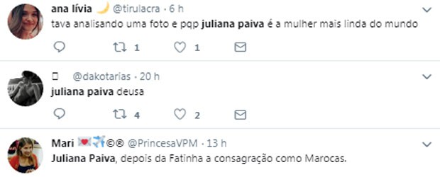 Juliana Paiva é alvo de elogios no capítulo final de O Tempo Não Para (Foto: Reprodução/Twitter)