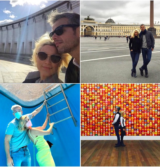 Otaviano Costa e Flávia Alessandra em museus pelo mundo afora (Foto: Reprodução / Instagram)
