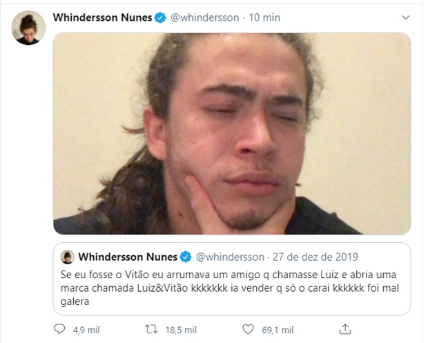 Whindersson Nunes resgata comentário antigo sobre Vitão (Foto: Reprodução Twitter)
