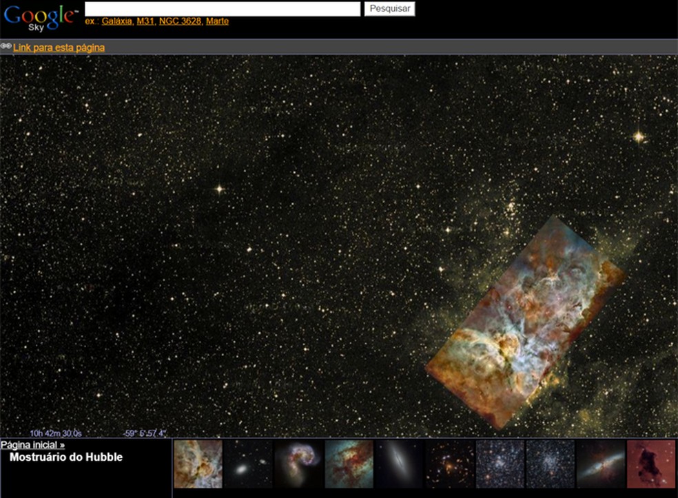 Google Sky conta com fotos tiradas pelo Hubble — Foto: Reprodução/Filipe Garrett