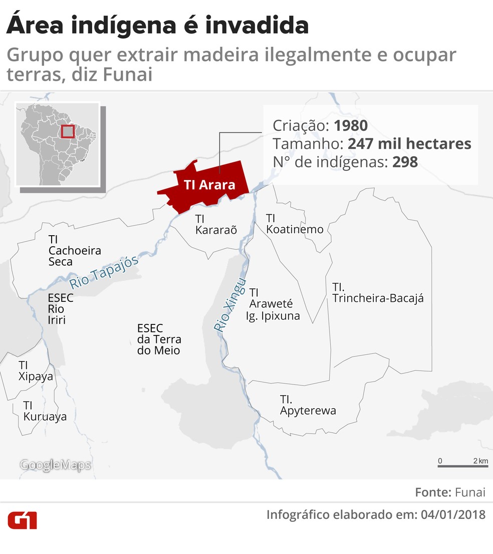 Invasão de terra indígena — Foto: Karina Almeida/G1
