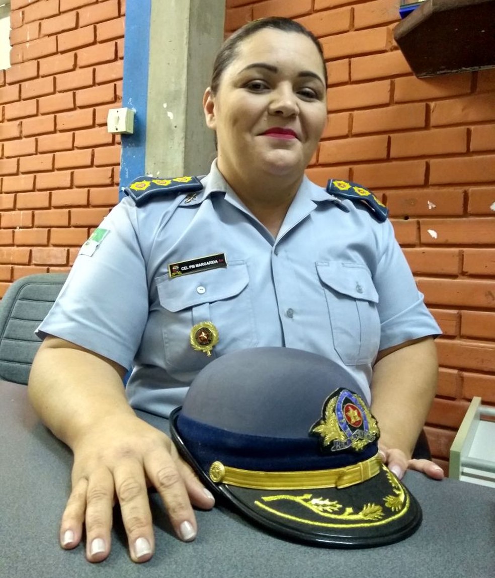 Coronel Margarida Brandão, primeira mulher a ocupar o posto na PM do RN sendo oficial de carreira (Foto: Rafael Barbosa/G1)