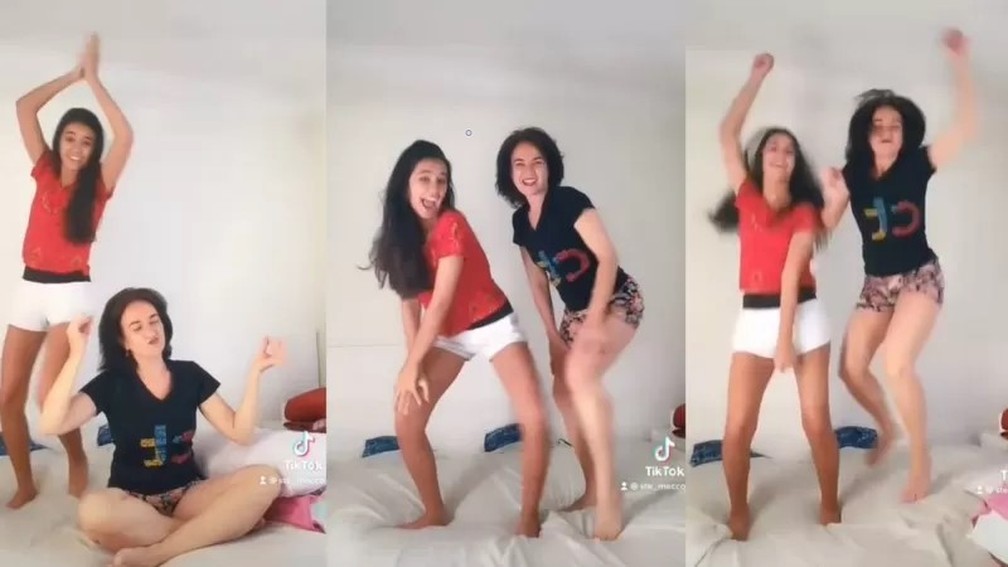 Soraya gravava alguns vídeos dançando junto com a filha — Foto: Reprodução