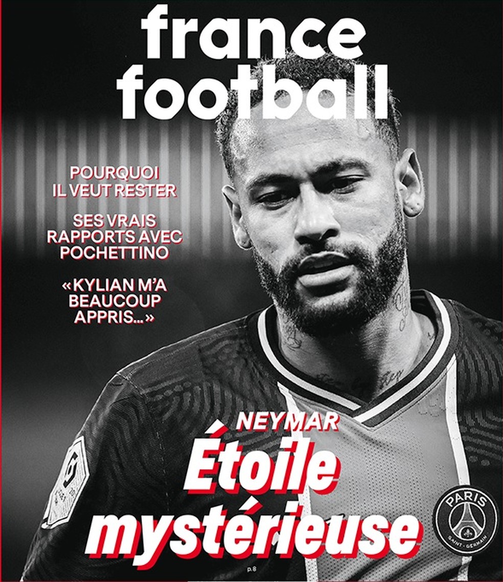 Neymar é a estrela da última edição da revista "France Football" — Foto: Reprodução