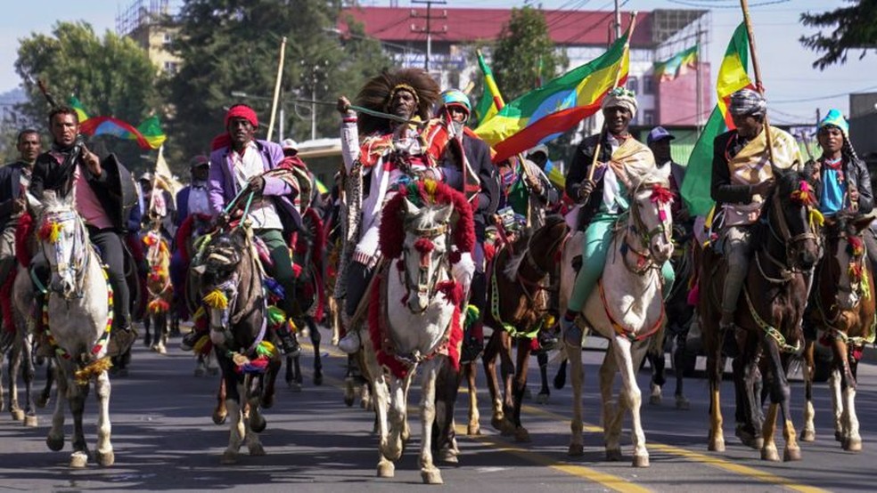 Desfile para comemorar a Batalha de Adwa — Foto: Getty Images/BBC