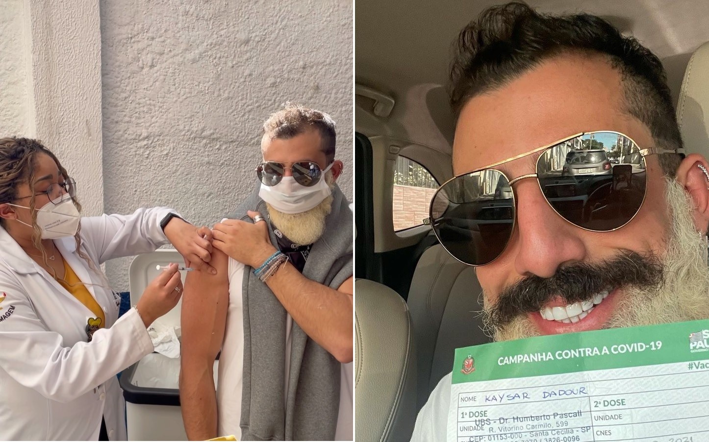 Kaysar Dadour é vacinado contra Covid-19 (Foto: Reprodução/Instagram)
