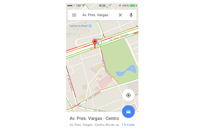 Visualizando informações do trânsito no Google Maps para iPhone (Foto: Reprodução/Marvin Costa)