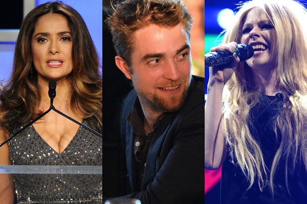 Salma Hayek, Robert Pattinson e Avril Lavigne já admitiram seus vícios (Foto: Getty Images)