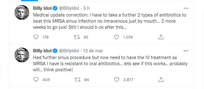 Os tweets de Billy Idol (Foto: Reprodução Twitter)
