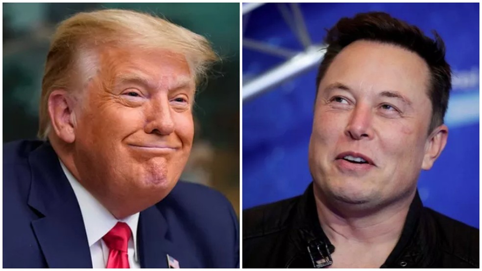 O ex-presidente dos EUA Donald Trump e o bilionário Elon Musk, dono do Twitter — Foto: Reprodução