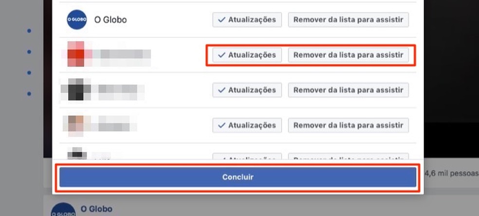 Opção para gerenciar sugestões de vídeos de páginas curtidas no Facebook Watch para PC — Foto: Reprodução/Marvin Costa