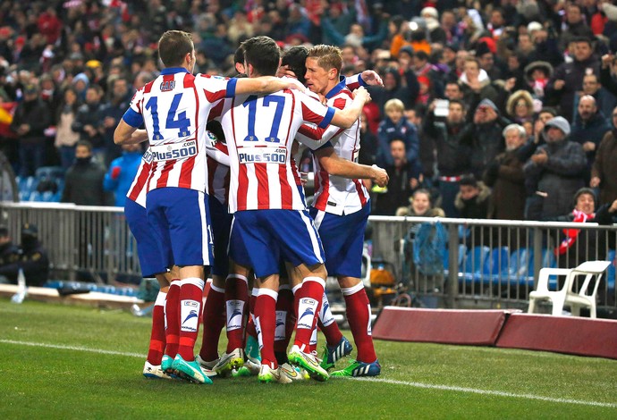 Comemoração gol do Atlético de Madrid contra o Real Madrid (Foto: Agência Reutes)