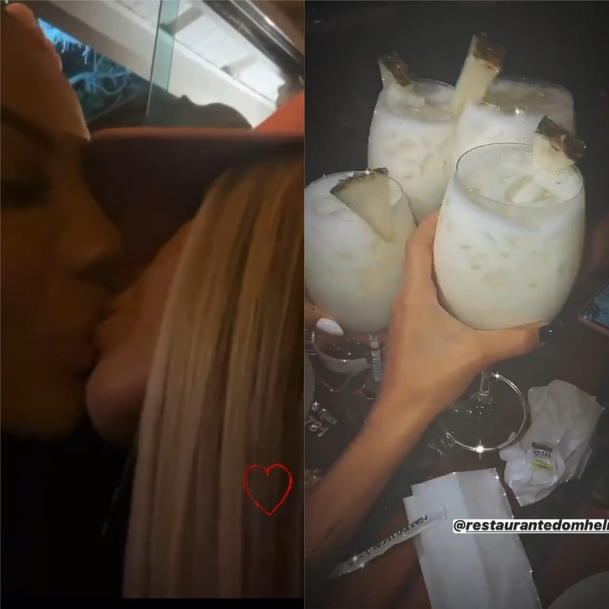 Brunna e Ludmilla jantam e bridam com amigos em restaurantes e casal troca beijos (Foto: Reprodução/Instagram)
