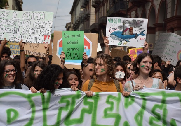 Manifestantes do grupo Fridays For Future, na Itália (Foto: Wikimedia commons)