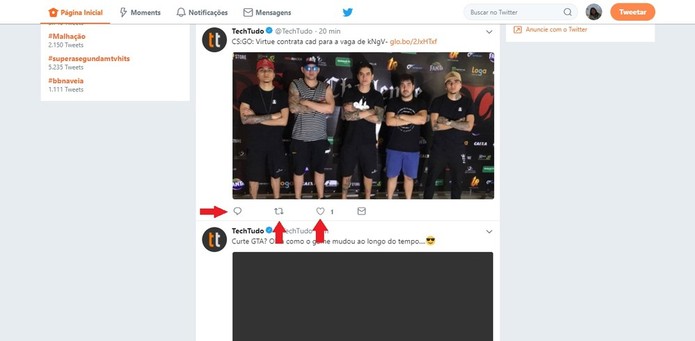 Dentro do site é possível responder outros tweets (ou mencionar alguém num post), retweetar ou favoritar (Foto: Reprodução/Clara Barreto) Dentro do site é possível responder outros tweets (ou mencionar alguém num post), retweetar ou favoritar (Foto: Reprodução/Clara Barreto)