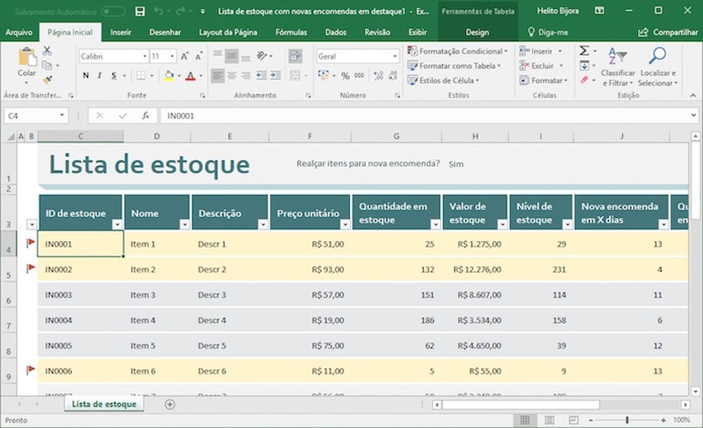 Excel Como Criar Uma Planilha De Controle De Estoque Produtividade 